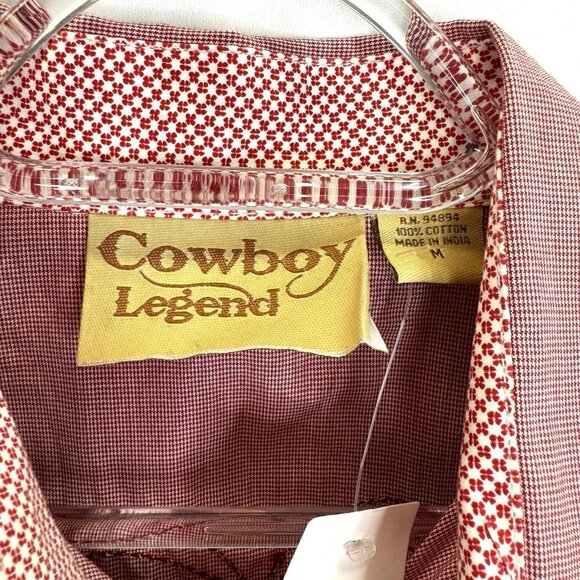 Cowboy Legend Shirt Mens Size Medium Pearl Snap Western Rodeo Embroidered Red - Picture 3 of 5